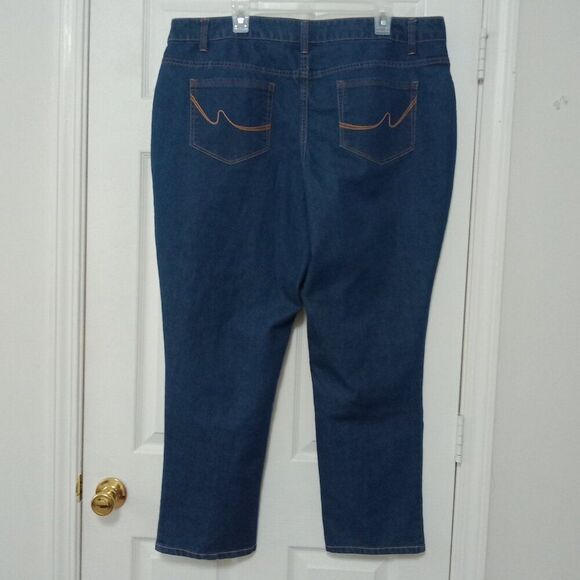 Faded Glory Plus Size High Rise Stretch Straight Leg Jeans 22  Classic Dark Wash - Picture 5 of 8